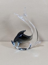 Murano Style - Hand Blown Black Glass Art Angel Fish Figurine Smoke Decor