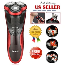 Kemei Men Razor Rotary Waterproof Electric Shaver Pop-Up Trimmer Wet Dry Cordles