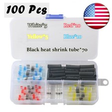 100Pcs Solder Sleeve Heat Shrink Butt Waterproof Wire Splice Connector AWG 10-26