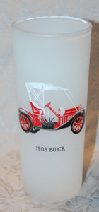 Frosted Tom Collins Glass with Open Carriage Style 1908 Buick Automobile
