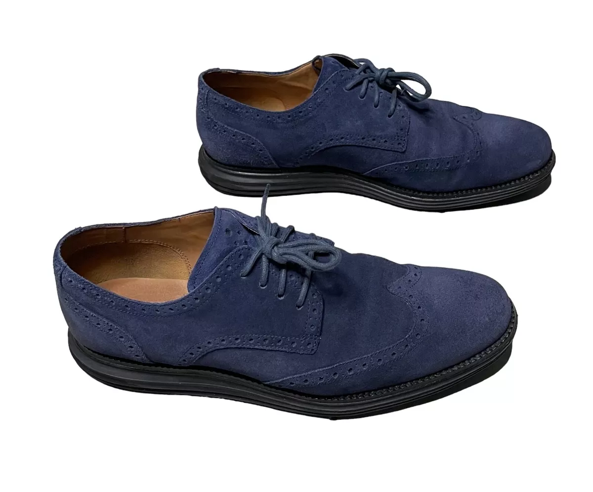 Cole Haan Men s Size 13 Lunargrand C12449 Blue Suede Wingtip Oxford