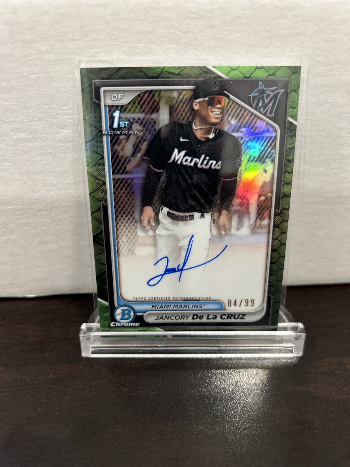 JANCORY DE LA CRUZ 2024 BOWMAN CHROME GREEN Reptile AUTO #/99 CPA-JDL MARLINS