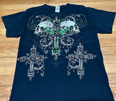 Y2K Affliction Style Skull Cross Big Print Type O Negative Style T
