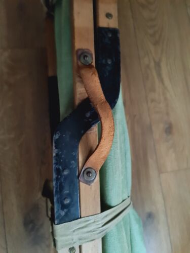 Vintage Military Camp Bed Wooden Frame Khaki Canvas Colonial Portable Safari Kit - Picture 18 of 24