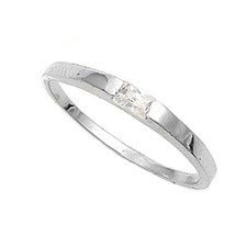 Simple Modern Minimalist White CZ Ring New .925 Sterling Silver Band Sizes 1-5