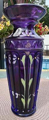 Fenton**ROYAL PURPLE HAND PAINTED YENOWINE VASE**QVC Exclusive