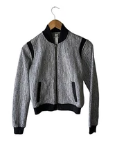 $110 MANDUKA Size XS Bomber Jacket Gray Dunes Jacquard Stretch Designer Coat 