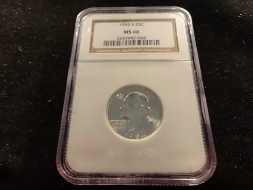 1954-S   SILVER WASHINGTON QUARTER NGC MS 66  25 CENT- AFFORDABLE-& COLLECTIBl
