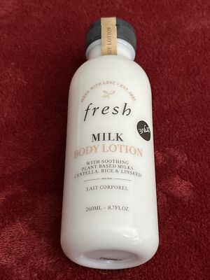 2)FRESH MILK BODY LOTION 8.7OZ. SOOTHING PLANT BASED MILKS CENTELLA RICE LINSEED