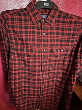George Shirt Mens Lovely Red Check Flannel Long Sleeve Button Up Casual Sz XL