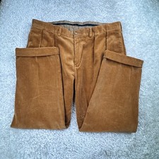 Polo Ralph Lauren Pants Men 38x32 Brown Pleated Chino Corduroy Slacks Ethan