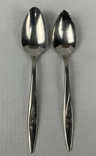 VTG Oneidacraft Deluxe Stainless “Rose” Grapefruit Spoon, Set Of 2, Used (READ)