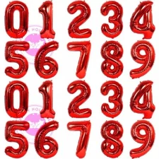 30" Red Giant Number Foil Self Inflating Balloons Birthday Party
