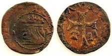 Espagne Carlos II Dîner Mallorca Avec Mont Flordelisado Cuivre 0,9 g Rara