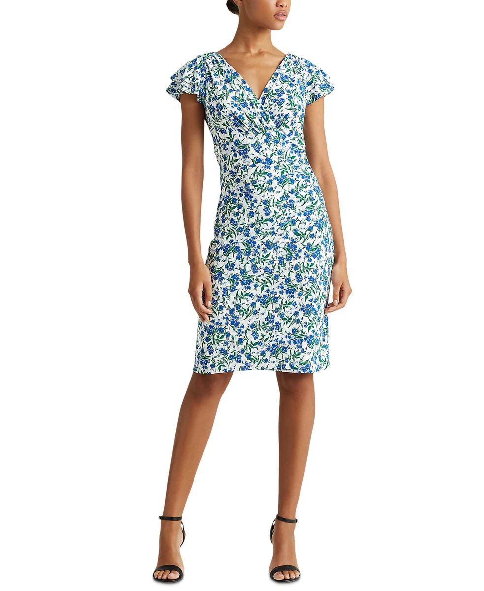 Ralph lauren flutter sleeve jersey dress hotsell