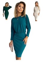 Numoco Kleid knielang figurumspielend Fledermaus Langarm 34-42