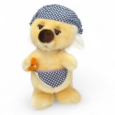 Vintage 1980 Dakin Woofits ANGELA Plush Head Scarf Apron Shredded Clippings 12"