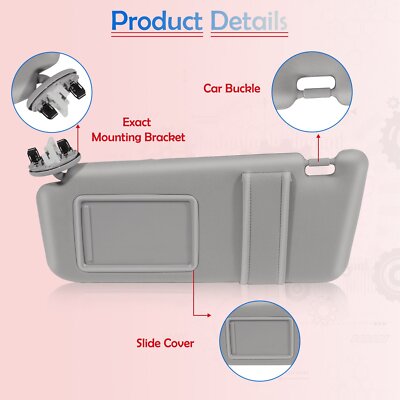 Auto Left Driver Side Sun Visor Gray For Toyota Camry 2007 2008 2009 2010 2011 E
