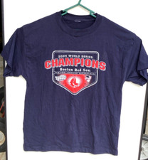 Boston Red Sox 2004 MLB World Series Champions T Shirt Sz ? Dk Blue Graphics