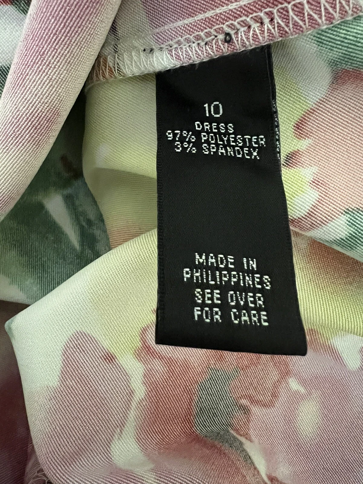 Abito Alyx tubino smanicato verde rosa zip floreale formale lavoro tg 10 nuovo senza etichette