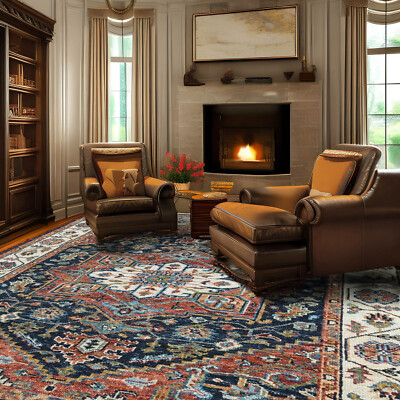 LoomBloom Multi Size Navy Hand Knotted Traditional Oushak Wool Area Rug