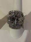 MASSIVE SILVER TONE SPARKLING RHINESTONE COCKTAIL SPECIAL OCCASION RING SZ.8 NWT — photo 2