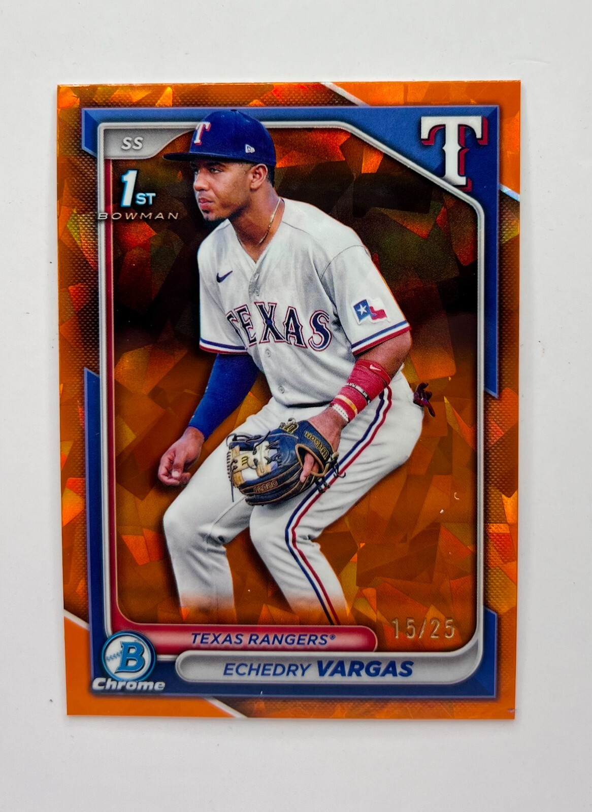 2024 Bowman Chrome 1st Sapphire Echedry Vargas Orange /25 Rangers