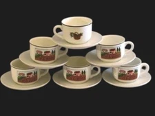 Villeroy & Boch Naif Village Mug Cup & Saucer Set of 6 Farmhouse & Flower Basket
