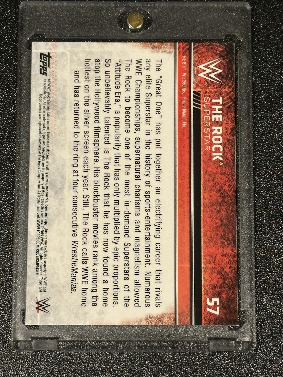 2025 Topps Chrome WWE The Rock Refractor Dwayne Johnson Surface Scratches view 2