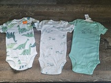 NEW w/TAGS Carter’s 3-pack Bodysuits Green Dinosaurs Boys Size 6 months