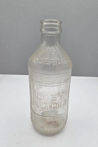 Diet Pepsi Cola Clear Glass Soda Bottle No Deposit Embossed 10 Fluid oz. Vintage