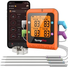 TempSync Bluetooth Meat Thermometer 4 Color-Coded Probes 650ft Rechargeable LCD