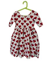 Hanna Andersson Valentines Red Heart Dress Short Sleeve SZ 130/US 8 Stretchy