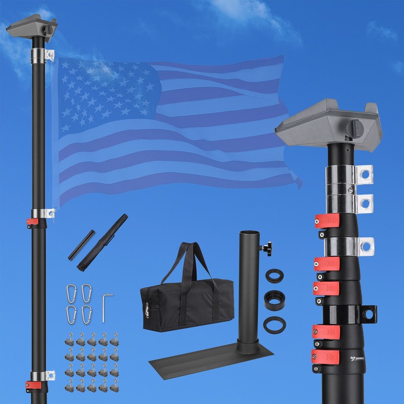 AplusChoice 30" Starlink Mini Telescopic Flagpole Mount Kit Adapter Tire Mount