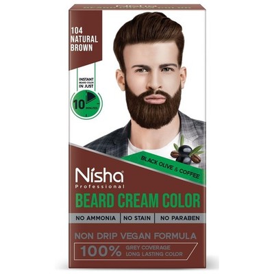 Nisha Beard Color For Men Natural Brown 60g Colorant + 60g Developer No Ammonia