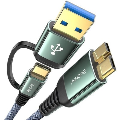 Hard Drive Cable, Sturdy Nylon Braided External Hard Drive Cable 10Gbps Micro...