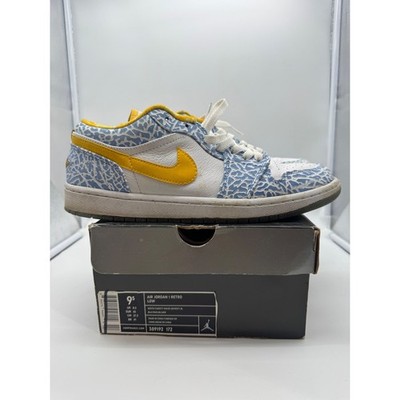 Nike Air Jordan 1 Low Shoes West Coast 309192-172 Men's 9.5 Elephant Print Blue