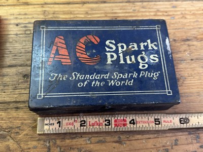 Vintage AC Spark Plugs Metal Tin Small Box Case