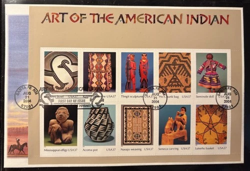 #3873 Art of the American Indian sheet FDC, 9"x6", Fleetwood cachet