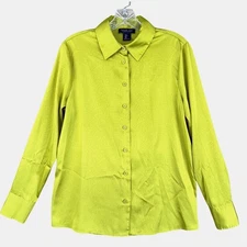 Rachel Zoe Womens Satin Button Down Blouse Size S Jacquard Classic Career Modern