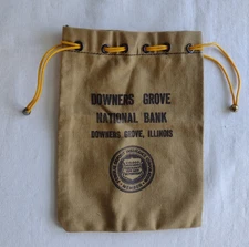 Vintage Downers Grove National Bank Small Canvas Bank Bag 6.25" x 8.25"