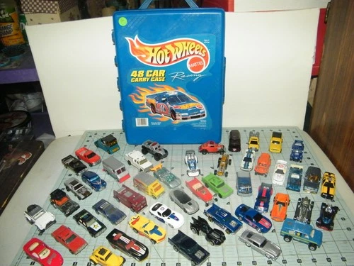 Lot # 2 Vintage Hot Wheels (lot of 48) Assorted Die Cast Cars in Carrying Case