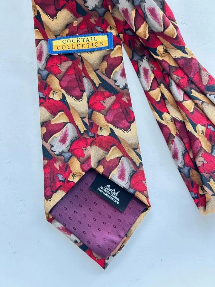 Cocktail Collection mens necktie 4" silk Made in USA Scotch under microscope - Image 3 of 3