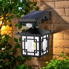 Solar Power Wall Light Outdoor Garden Motion Sensor Lamp LED Waterproof Lantern