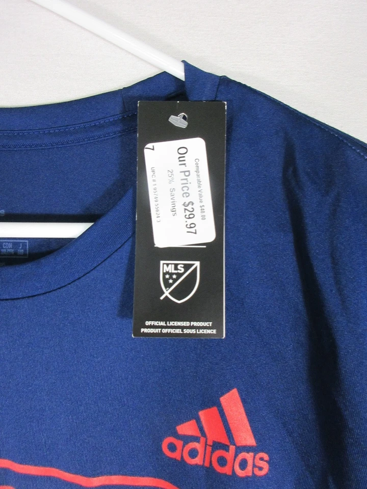 Adidas Mens New England Revolution Gear Revolution T-Shirt Size 2XL Blue - Image 3 of 4