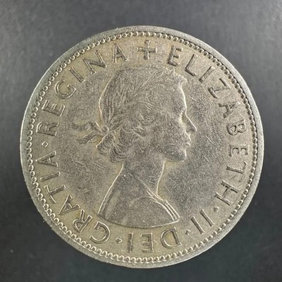 1959 UK Half Crown Well-Worn Detail