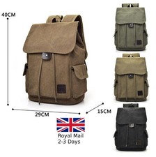 Unisex Vintage Canvas Backpack Rucksack School Satchel Hiking Bag Camping Travel