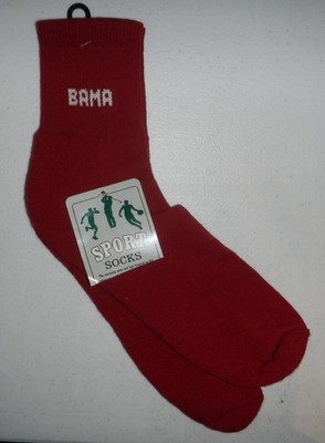 Vintage University of Alabama BAMA UA Crimson Tide Logo Pair of Tennis Socks LRG