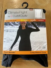 New Climate Right Cuddl Duds Womens Plush Warmth Long Sleeve Crew Size M Black