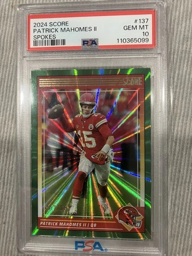 2024 Score - Patrick Mahomes II #137 007/180 Green Spokes PSA 10 POPULATION 3!!!